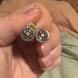 Freida Rothman Elegant Gold and Silver Stud Earrings